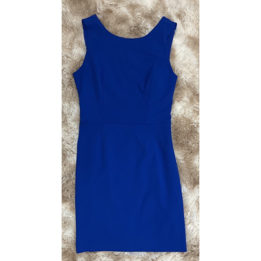Betsey Johnson Royal Blue Crisscross Cutout Back Sheath Cocktail Dress Size 8